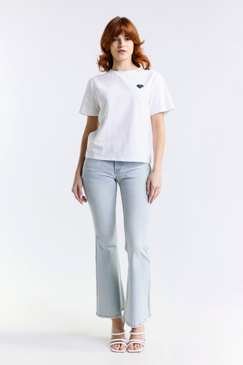 JEANS SUPER FLAIR CROPPED LAVAGGIO CHIARO