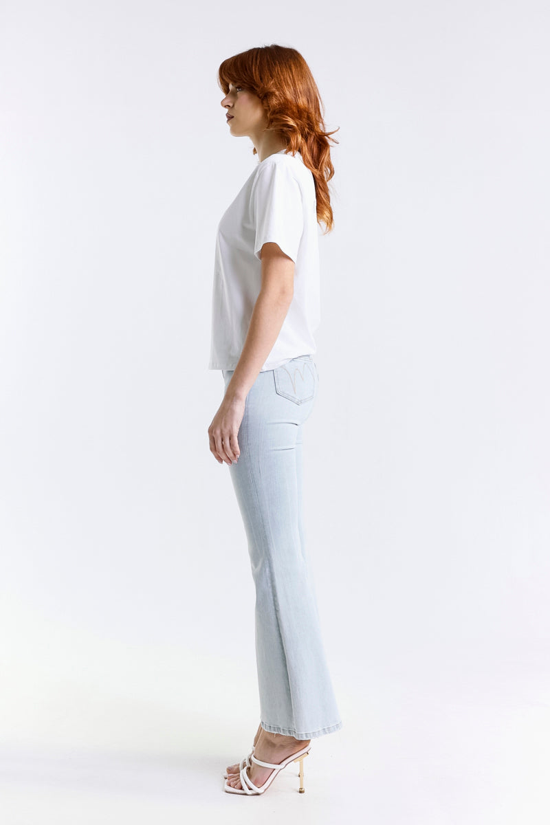 JEANS SUPER FLAIR CROPPED LAVAGGIO CHIARO