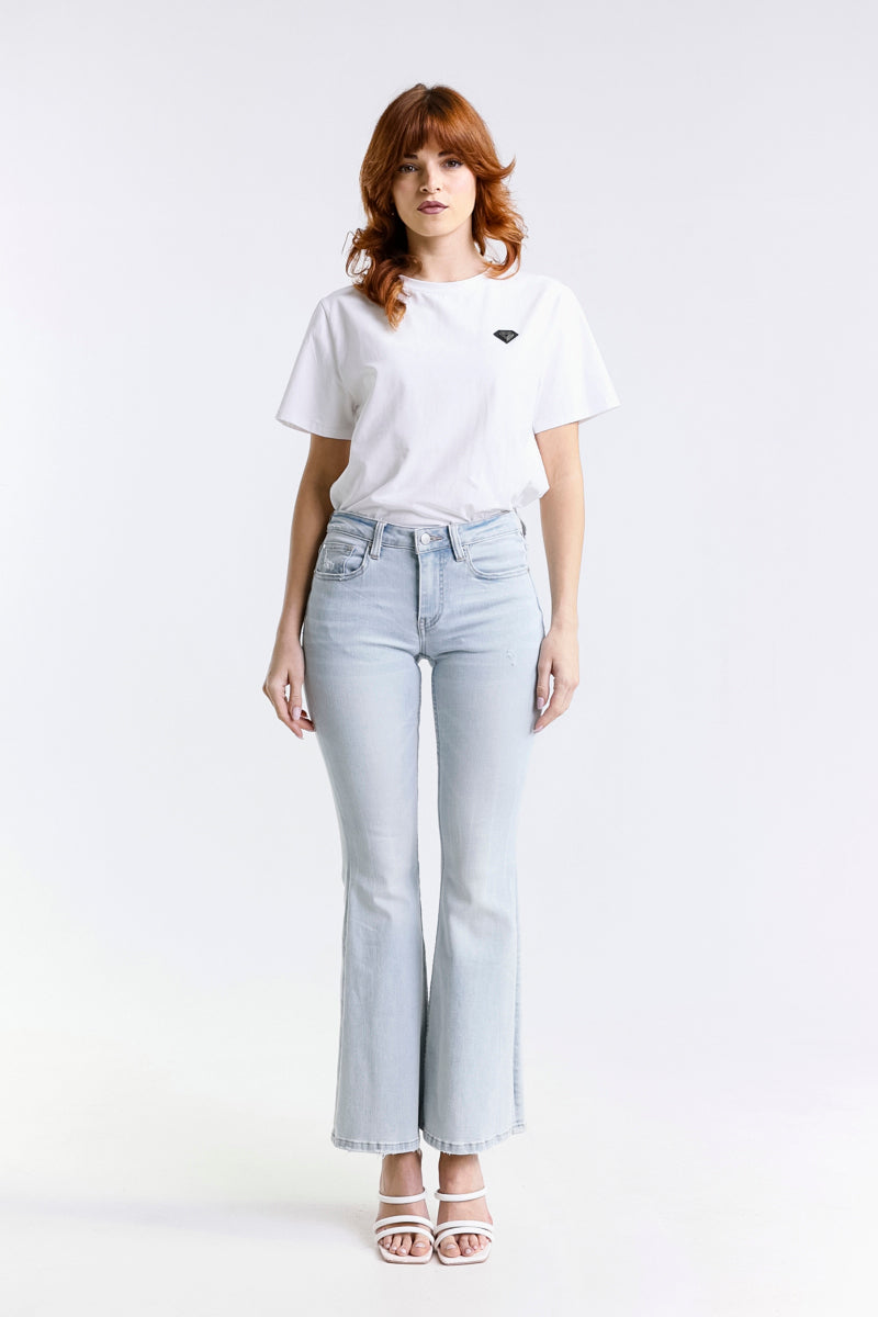 JEANS SUPER FLAIR CROPPED LAVAGGIO CHIARO