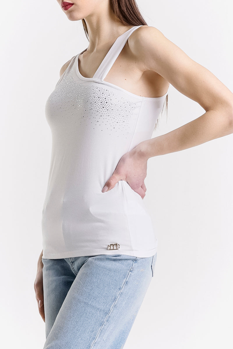TOP MONOSPALLA CON STRASS