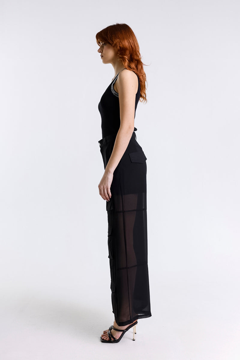 PANTALONE CARGO IN GEORGETTE