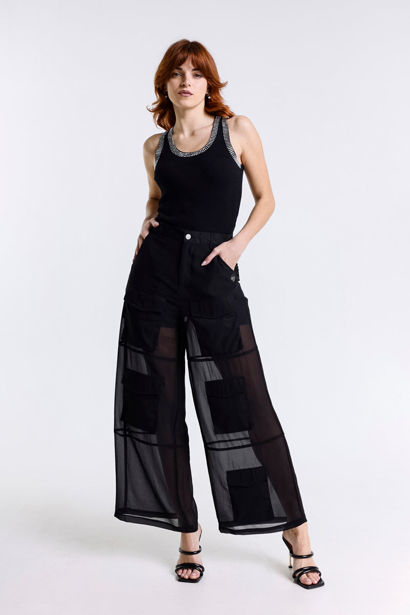PANTALONE CARGO IN GEORGETTE