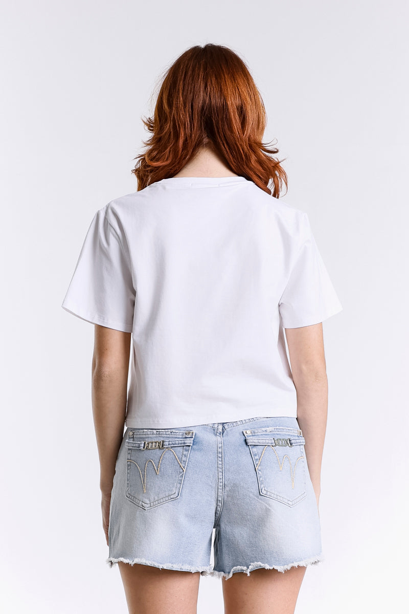 T-SHIRT CROP STAMPA GRAFICA