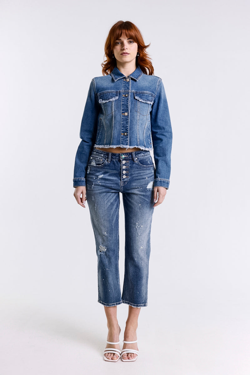 JEANS MOM FIT VITA ALTA SCURO