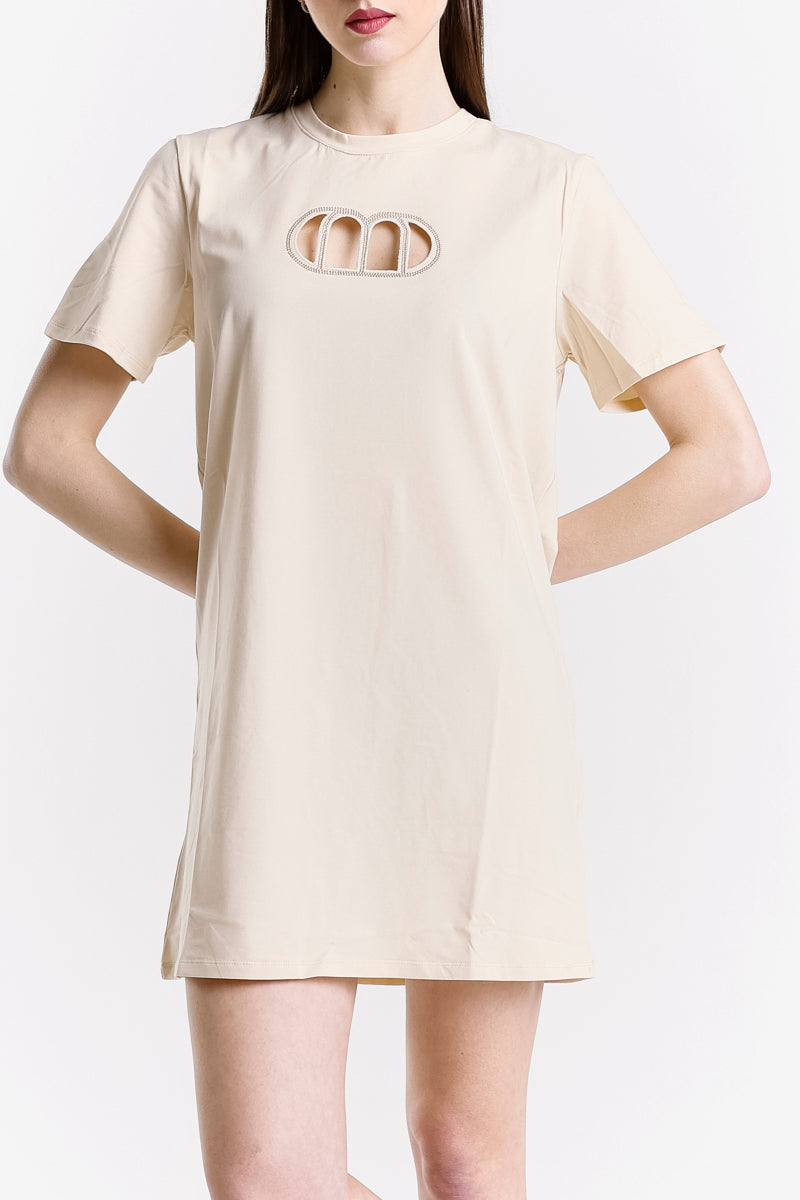 T-SHIRT DRESS LOGO CUT OUT