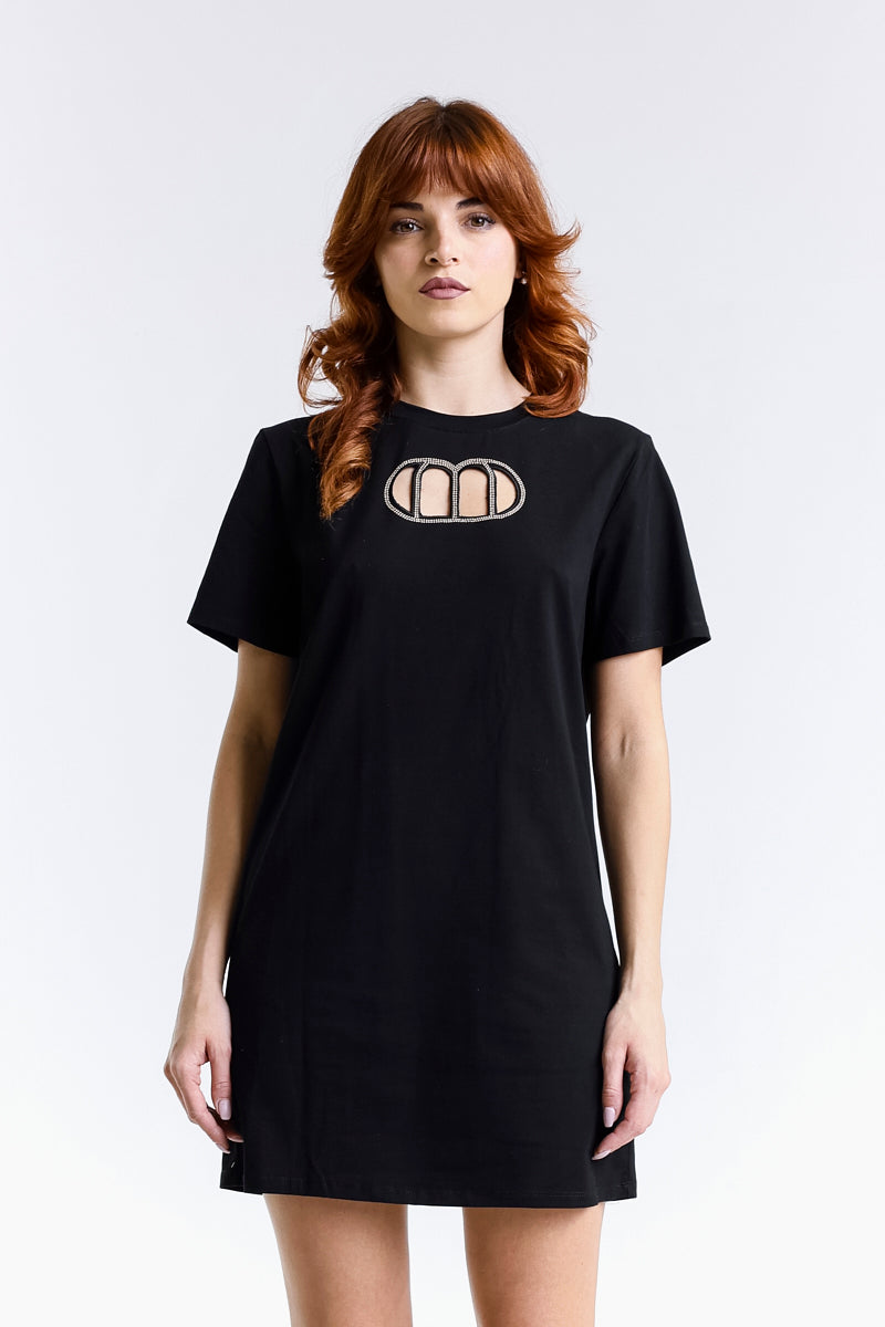T-SHIRT DRESS LOGO CUT OUT