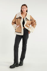 Iced coffee-colored sheepskin-effect jacket