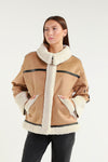 Iced coffee-colored sheepskin-effect jacket