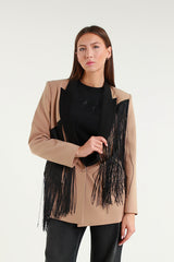 Blazer with contrasting fringes