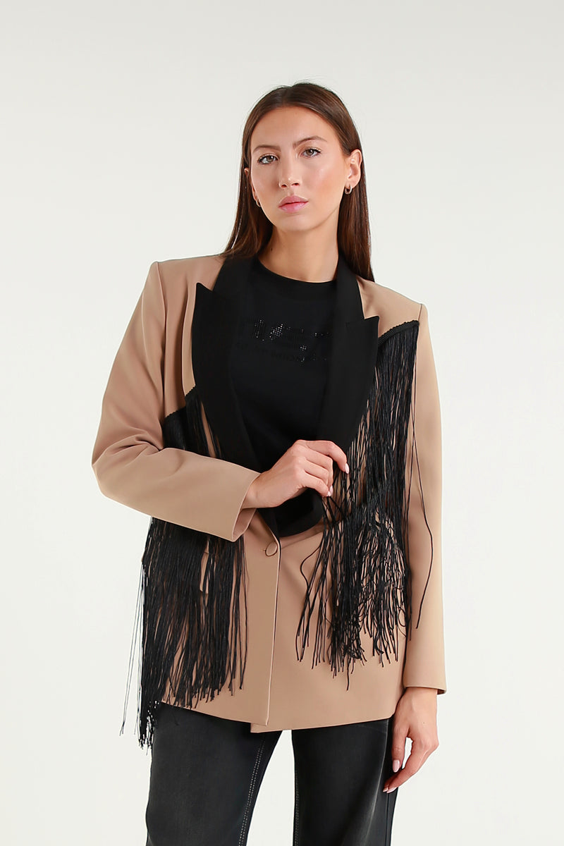 Blazer con frange in contrasto
