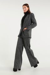 Giacca Donna Elegante In Tweed Grigio