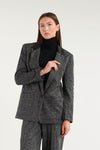 Giacca Donna Elegante In Tweed Grigio