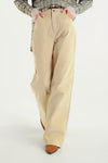 Casual Style Wide Leg Beige Trousers