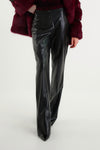 Black Faux Leather Wide-Leg Trousers
