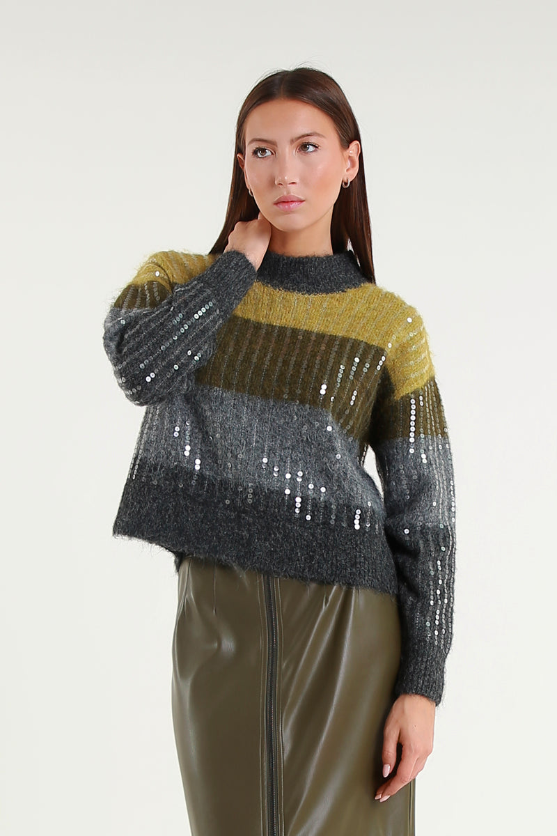 Maglia A Righe Con Paillettes