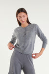 Grey Cardigan With Rhinestone Embellishments