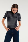 Wool striped short-sleeved top