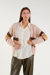 Chunky knit multi-stripe cardigan
