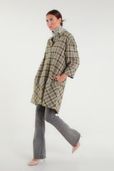 Checked shirt dress with foulard collar