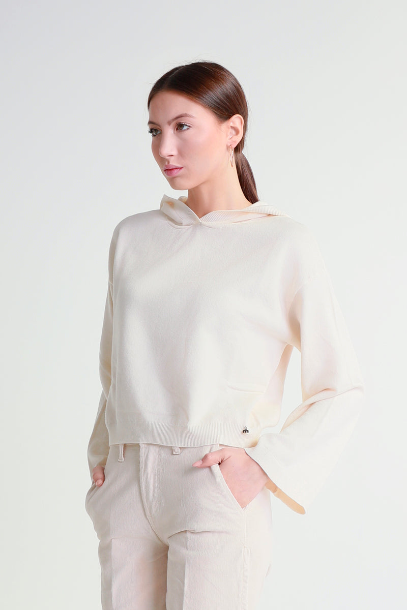 Felpa in maglia con cappuccio