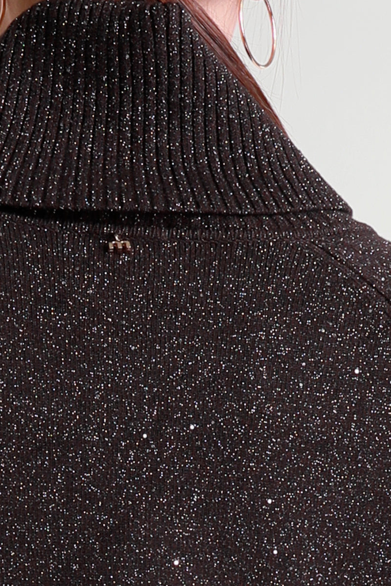 Maglia lurex a collo alto