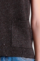 Lurex vest with collar and pockets