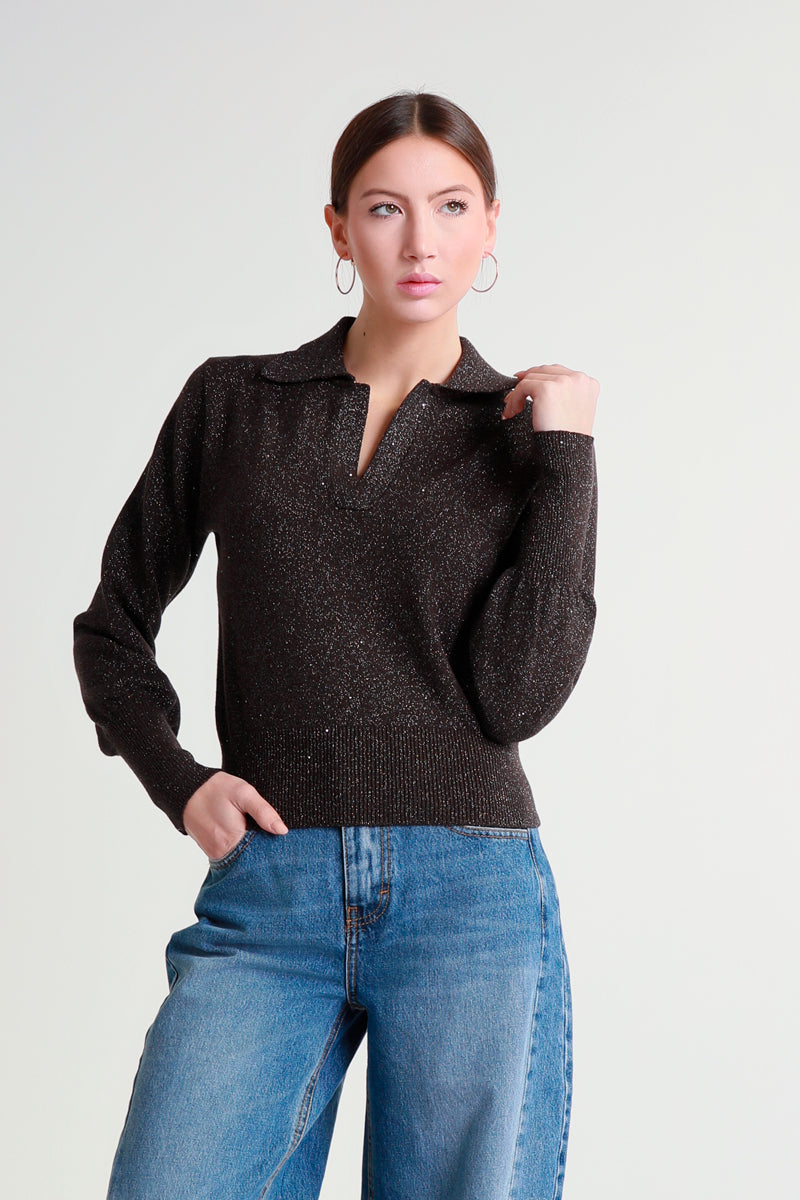 Maglia lurex con colletto