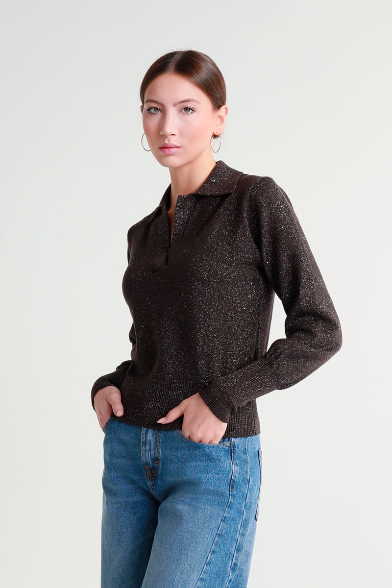 Maglia lurex con colletto