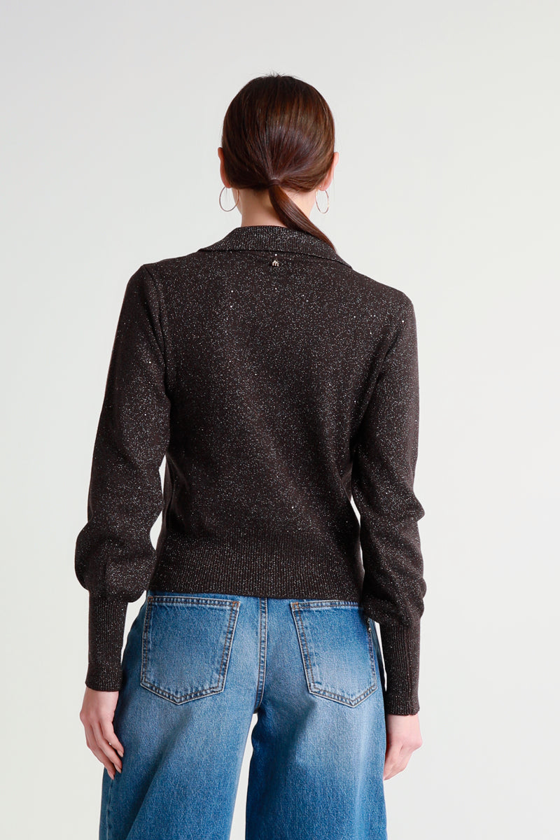 Maglia lurex con colletto