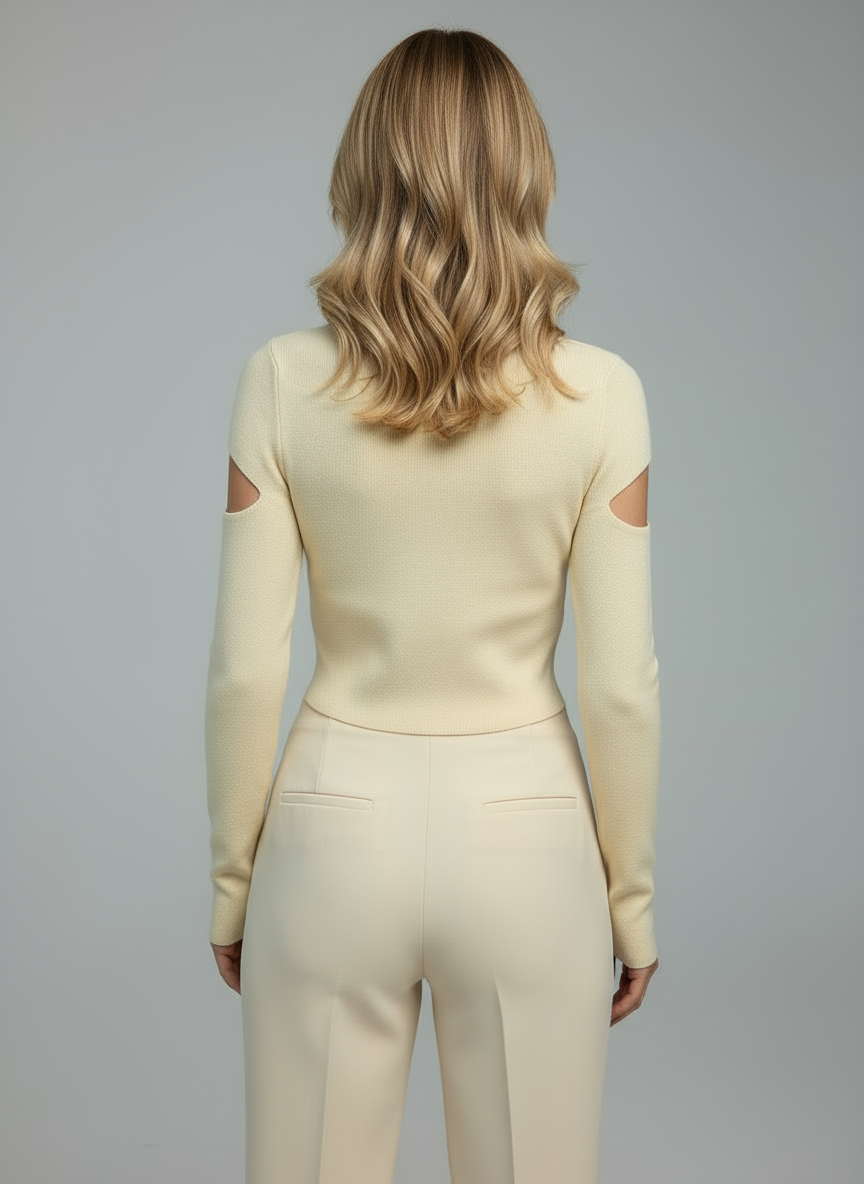 Maglia Crop Cut-Out con Collo Alto