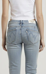 Jeans Donna Skinny Fit Denim Chiaro con Micro Strass – Vita Media, Effetto Second Skin