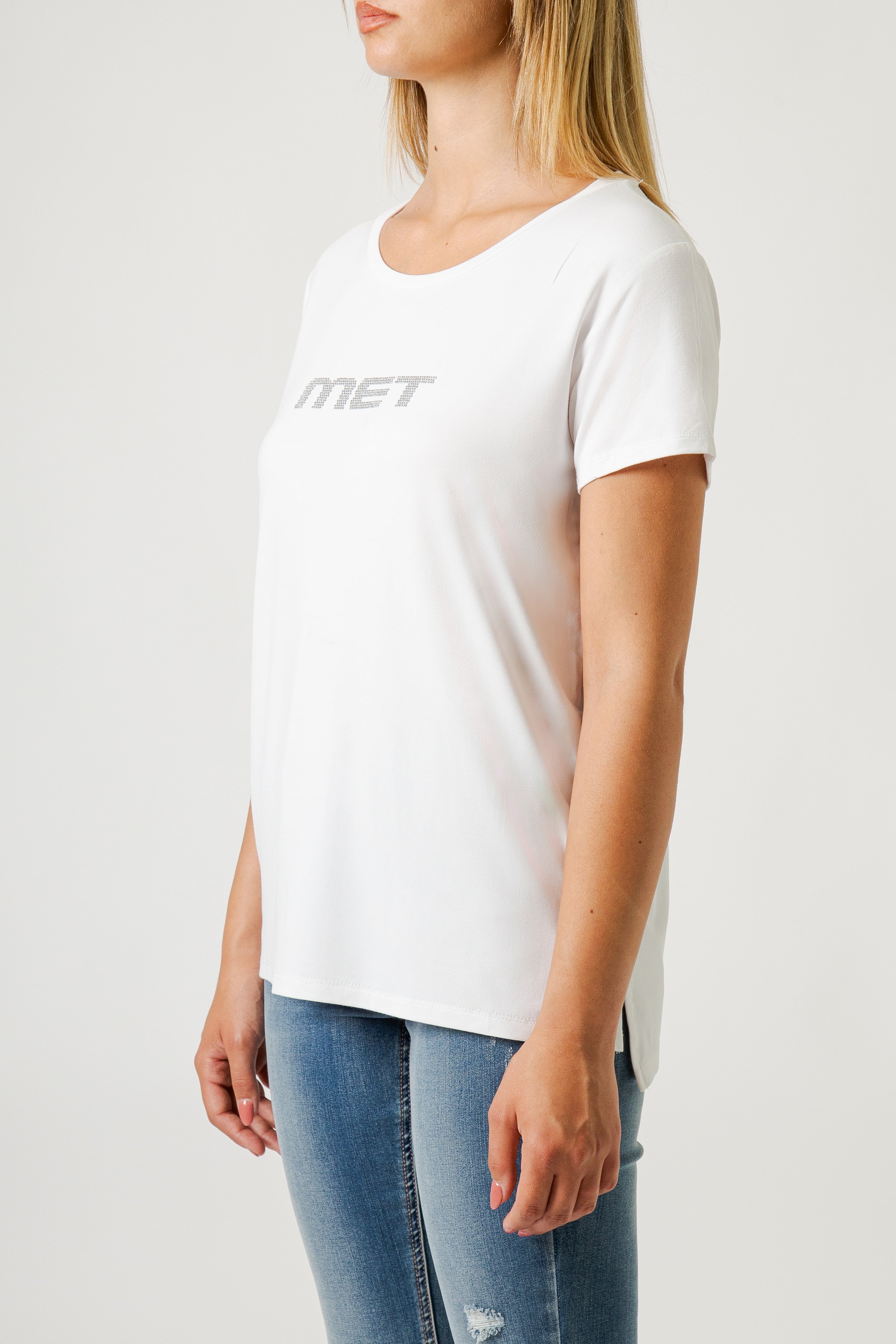 RHINESTONE LOGO CREW NECK T-SHIRT