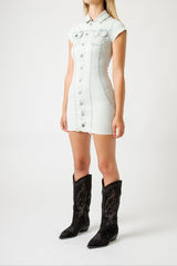 Abito Donna Denim Slim Fit con Bottoni – Mini Dress, Stile Casual Chic