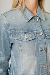 Giacca Donna Denim con Micro Strass – Fit Cropped, Effetto Luminoso Glam