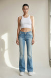 Jeans Donna Flare Fit Denim Chiaro – Vita Media, Gamba Svasata Anni ‘70