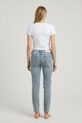 Jeans Donna Skinny Fit Denim Chiaro con Micro Strass – Vita Media, Effetto Second Skin