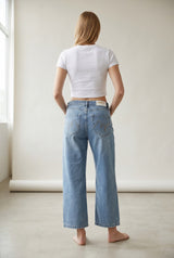 Jeans Donna Cropped Straight – Denim Chiaro Lavaggio Vintage