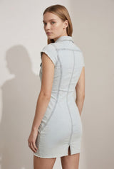 Abito Donna Denim Slim Fit con Bottoni – Mini Dress, Stile Casual Chic