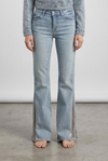 Jeans Donna Flare Fit Denim Chiaro con Inserti Luminosi – Vita Media, Gamba Svasata