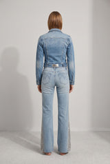 Giacca Donna Denim con Micro Strass – Fit Cropped, Effetto Luminoso Glam