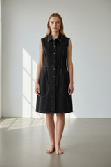 Abito Donna Denim Nero Sleeveless – Taglio Midi