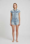 Tuta Donna Denim Shorts Slim Fit – Manica Corta, Vita Definita, Stile Casual Estivo