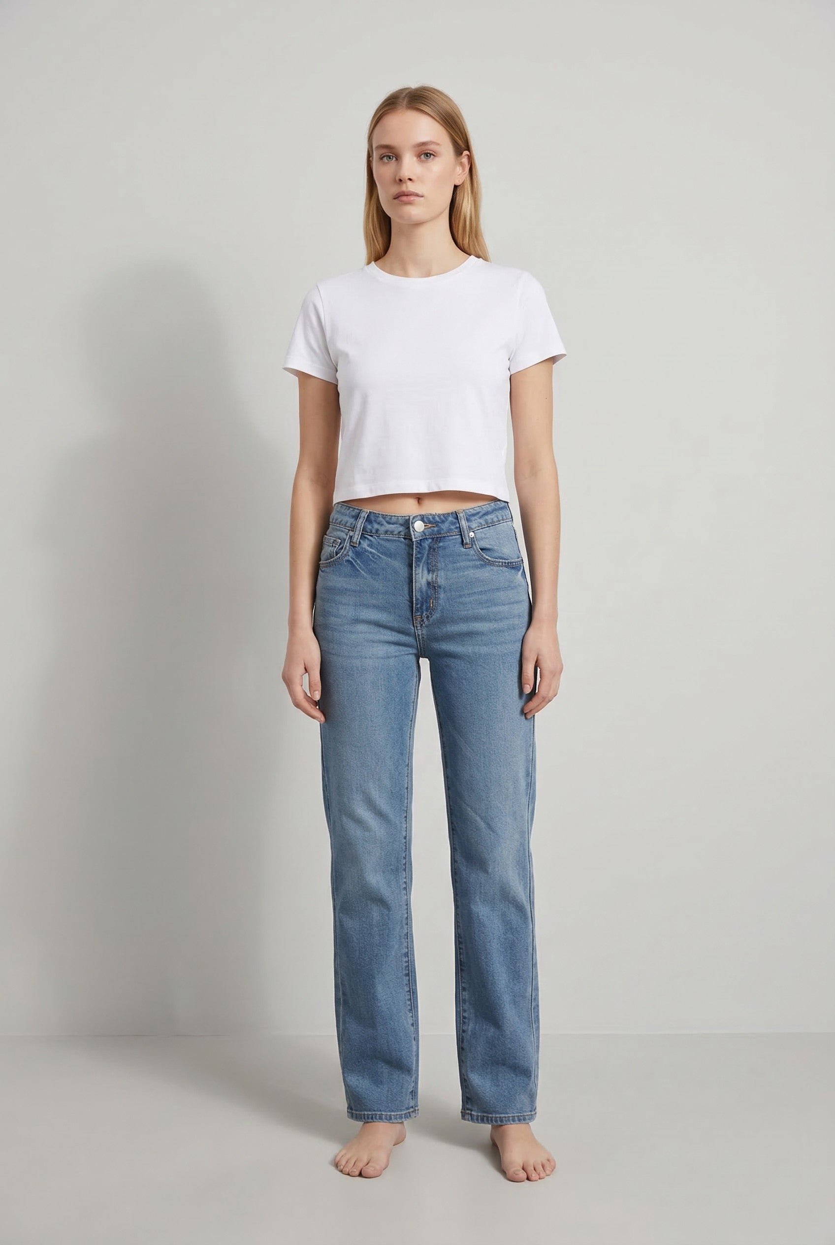 Jeans Donna Regular Fit – Denim Blu Chiaro Lavaggio Soft