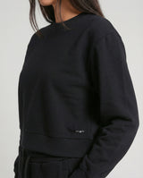Felpa cropped girocollo