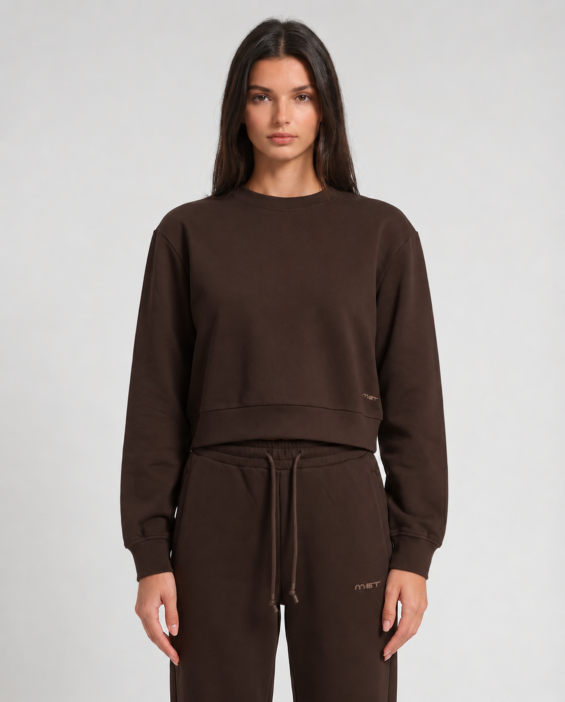 Felpa cropped girocollo