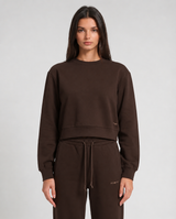Felpa cropped girocollo