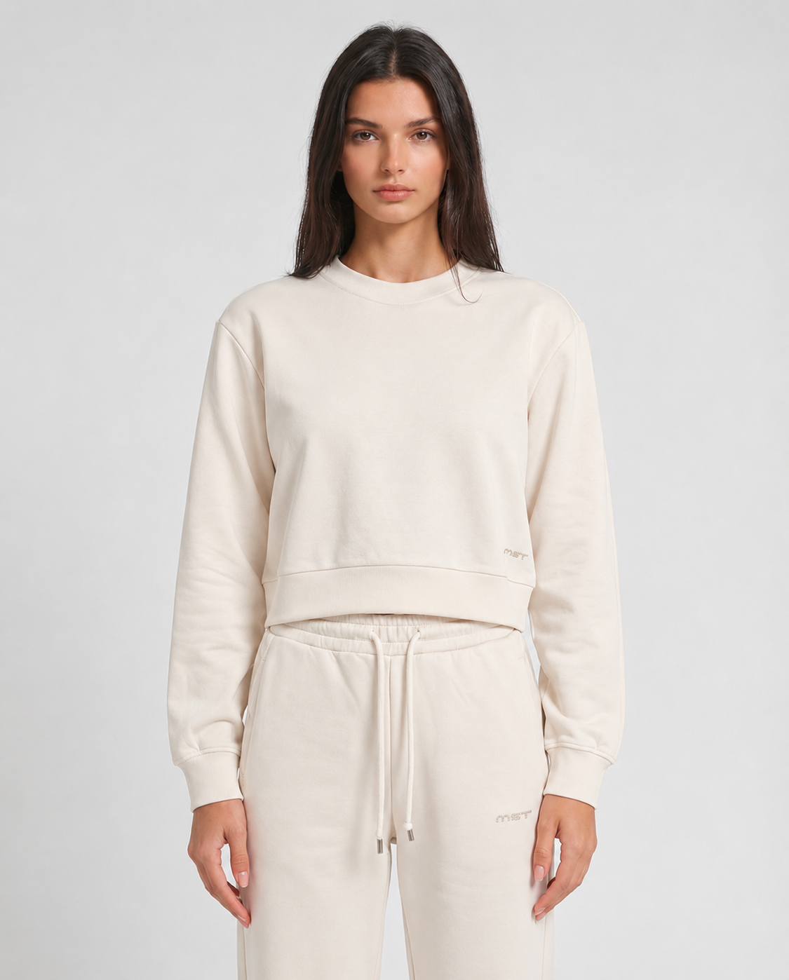Felpa cropped girocollo