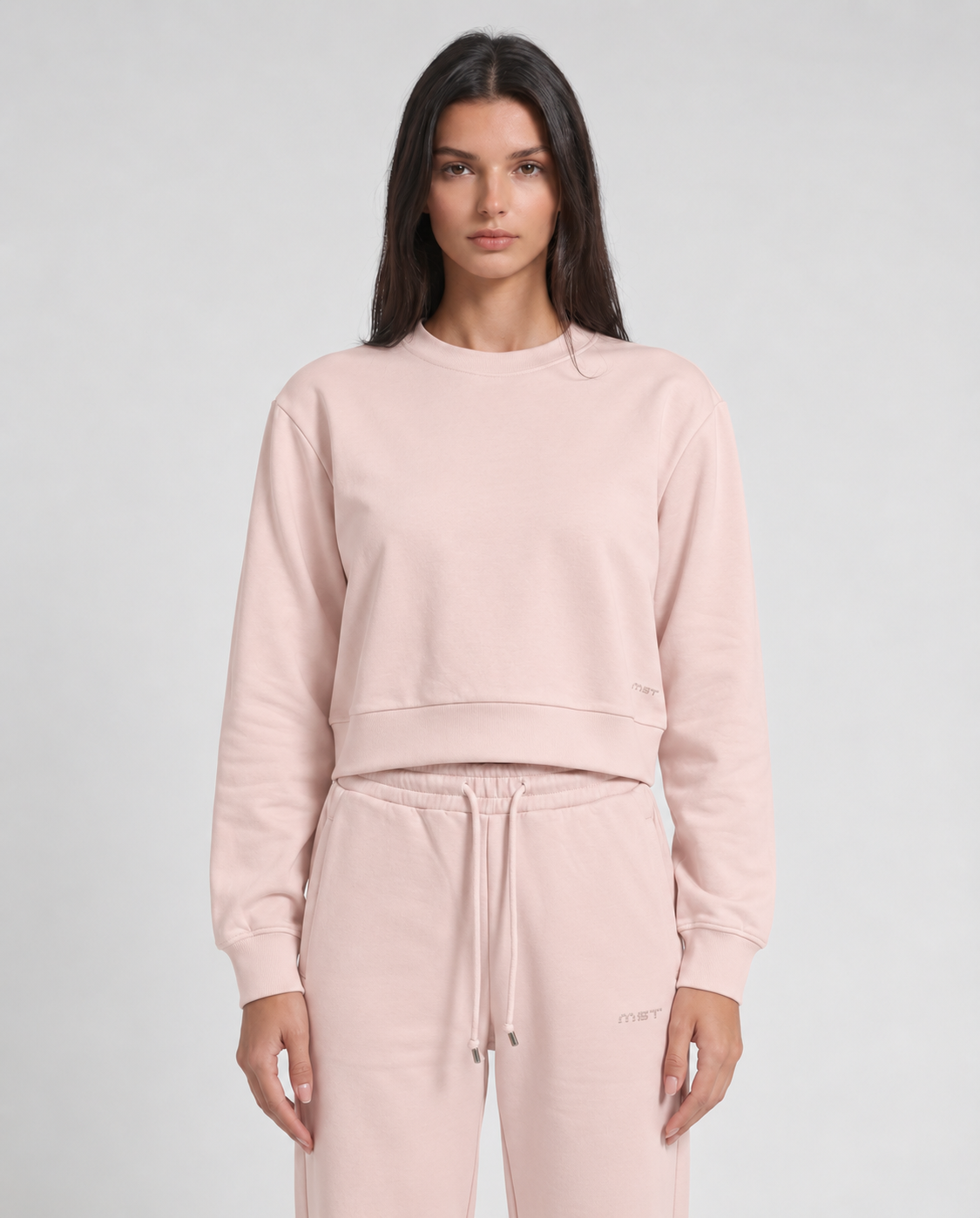 Felpa cropped girocollo