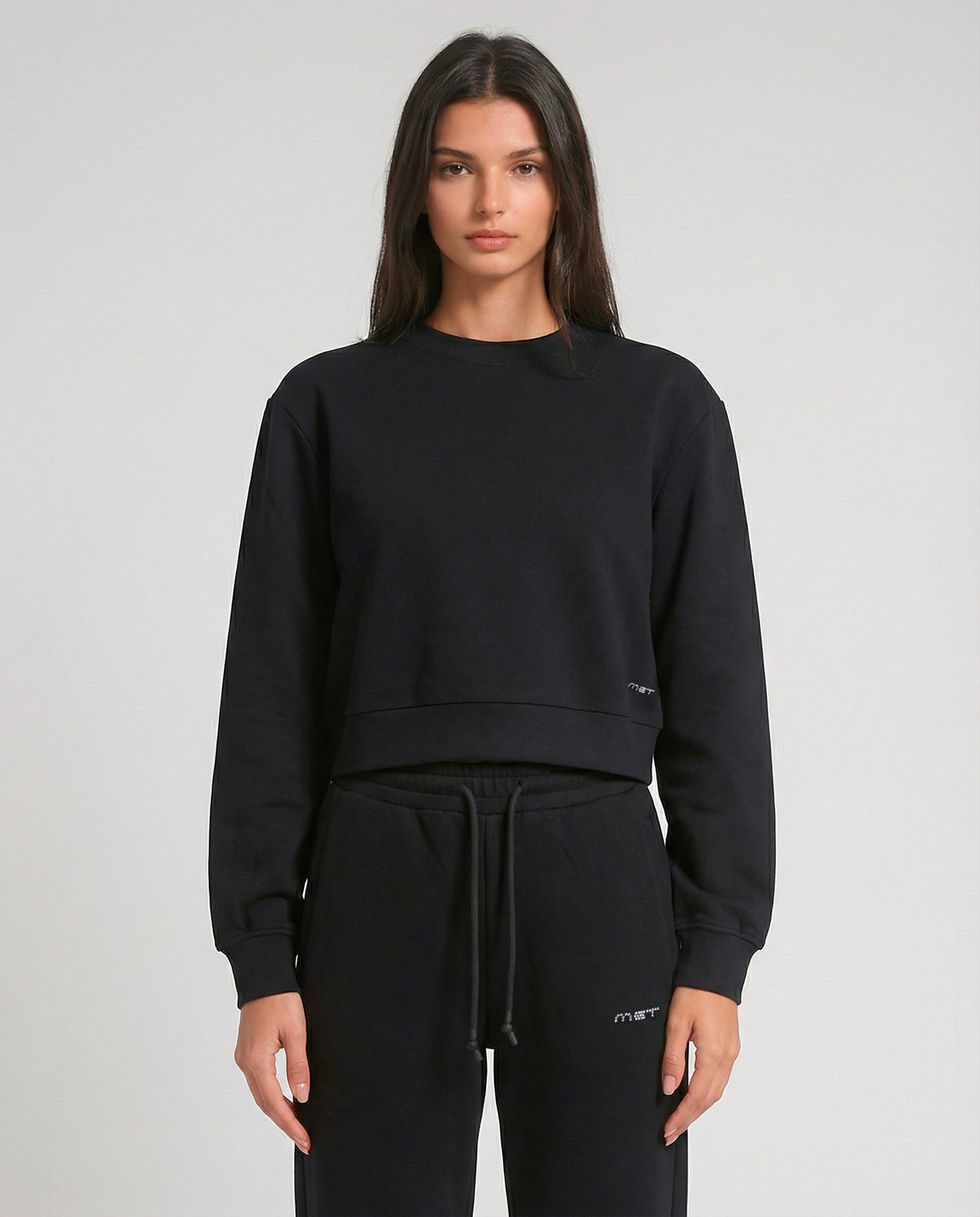 Felpa cropped girocollo