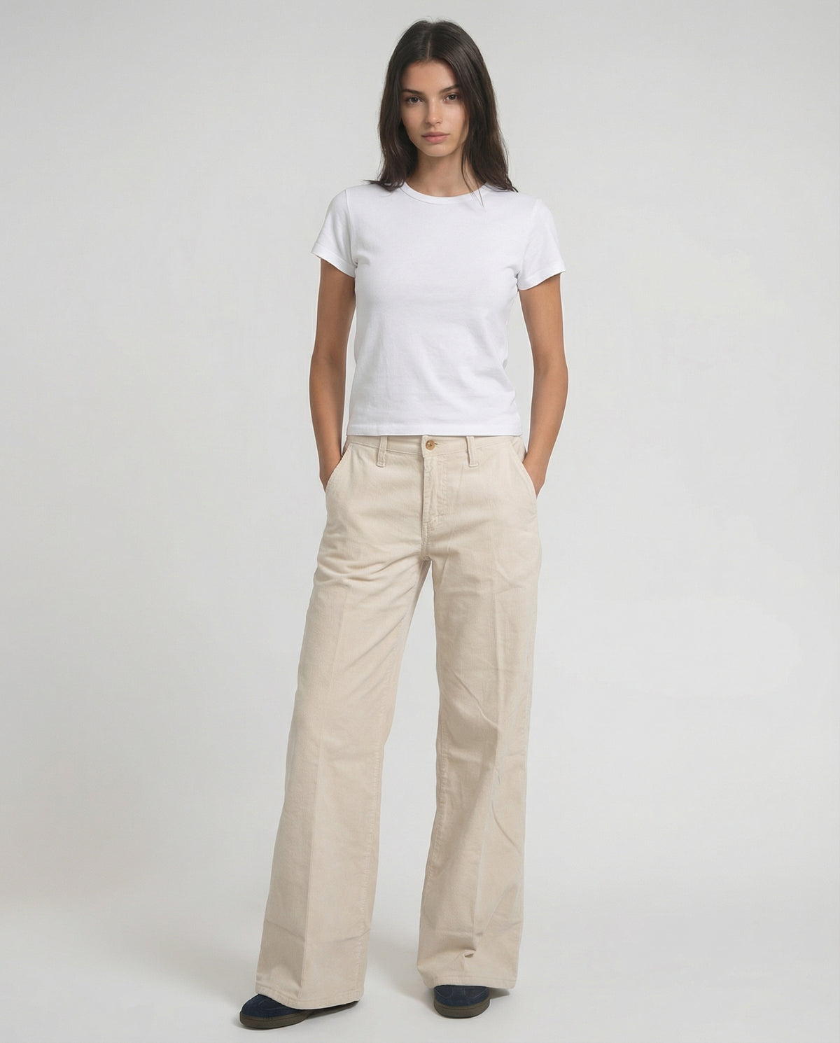 Pantaloni wide leg in twill
